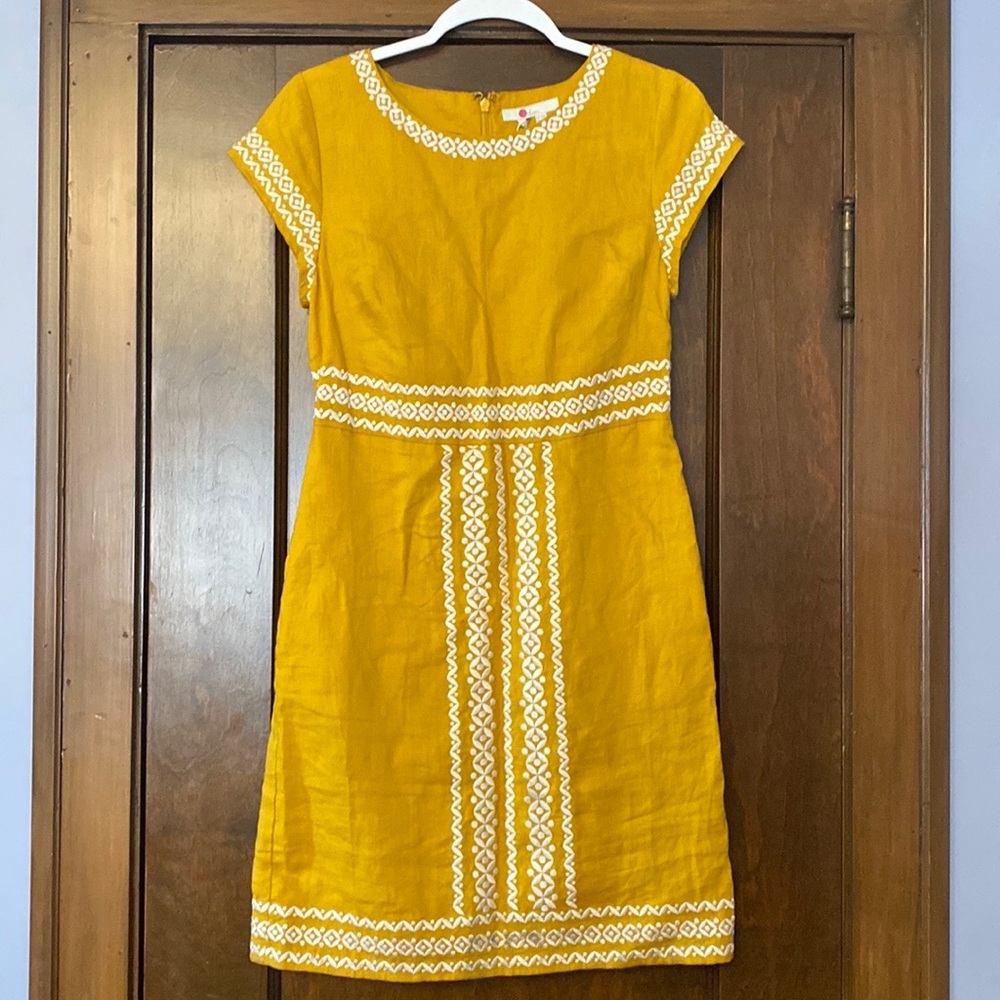 BODEN Laura Linen Embroidered Dress - NWT 6